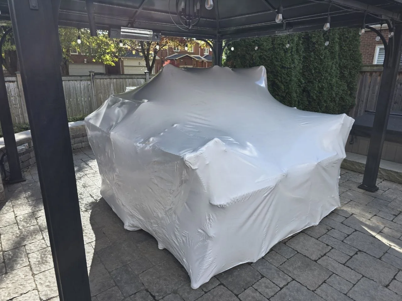Custom storage project finished with white shrink wrap